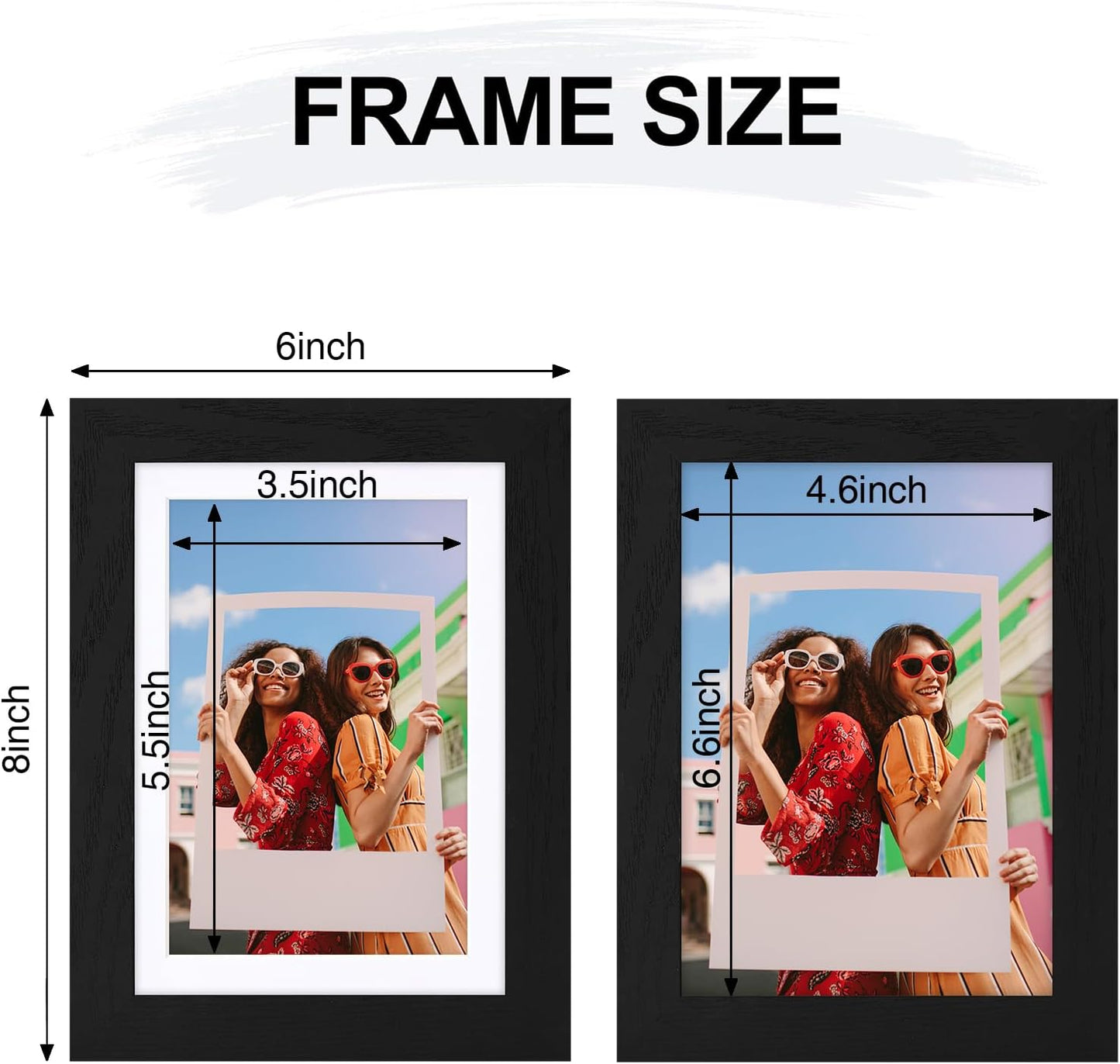 Durable Picture Frames 4x6, 5x7, 8x10, 11x14 | Black Frame with Mat | 1 Pack