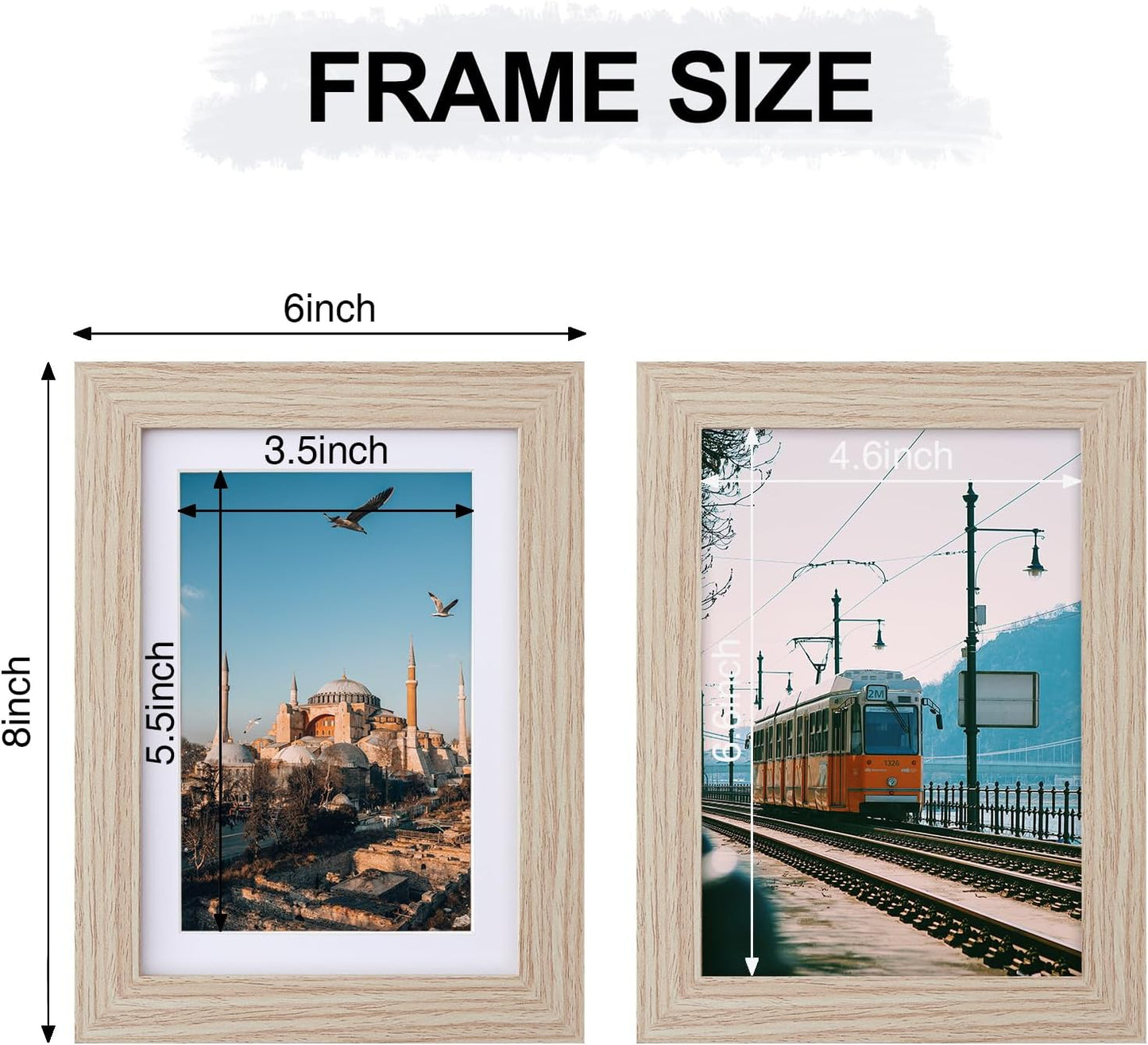 Durable Picture Frames 4x6, 5x7, 8x10, 11x14 | Oak Frame with Mat | 1 Pack