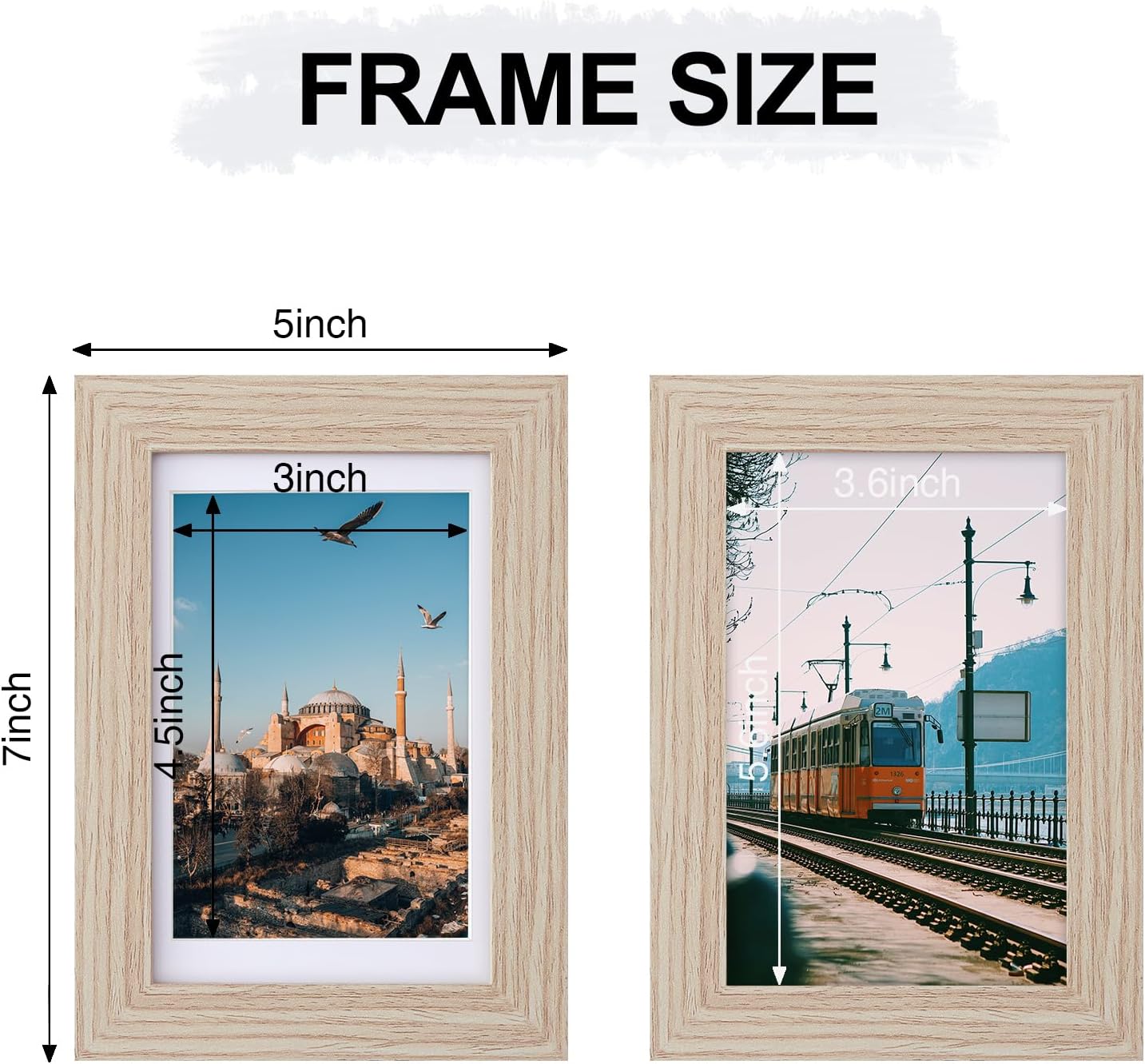 Durable Picture Frames 4x6, 5x7, 8x10, 11x14 | Oak Frame with Mat | 1 Pack