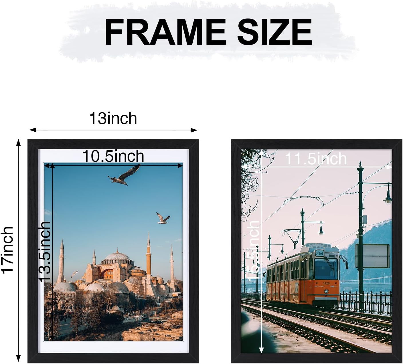 Durable Picture Frames 4x6, 5x7, 8x10, 11x14 | Black Frame with Mat | 1 Pack