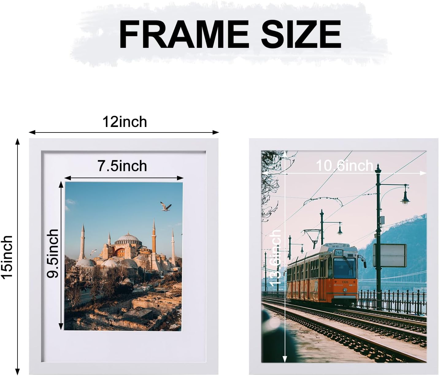 Durable Picture Frames 4x6, 5x7, 8x10, 11x14 | White Frame with Mat | 1 Pack