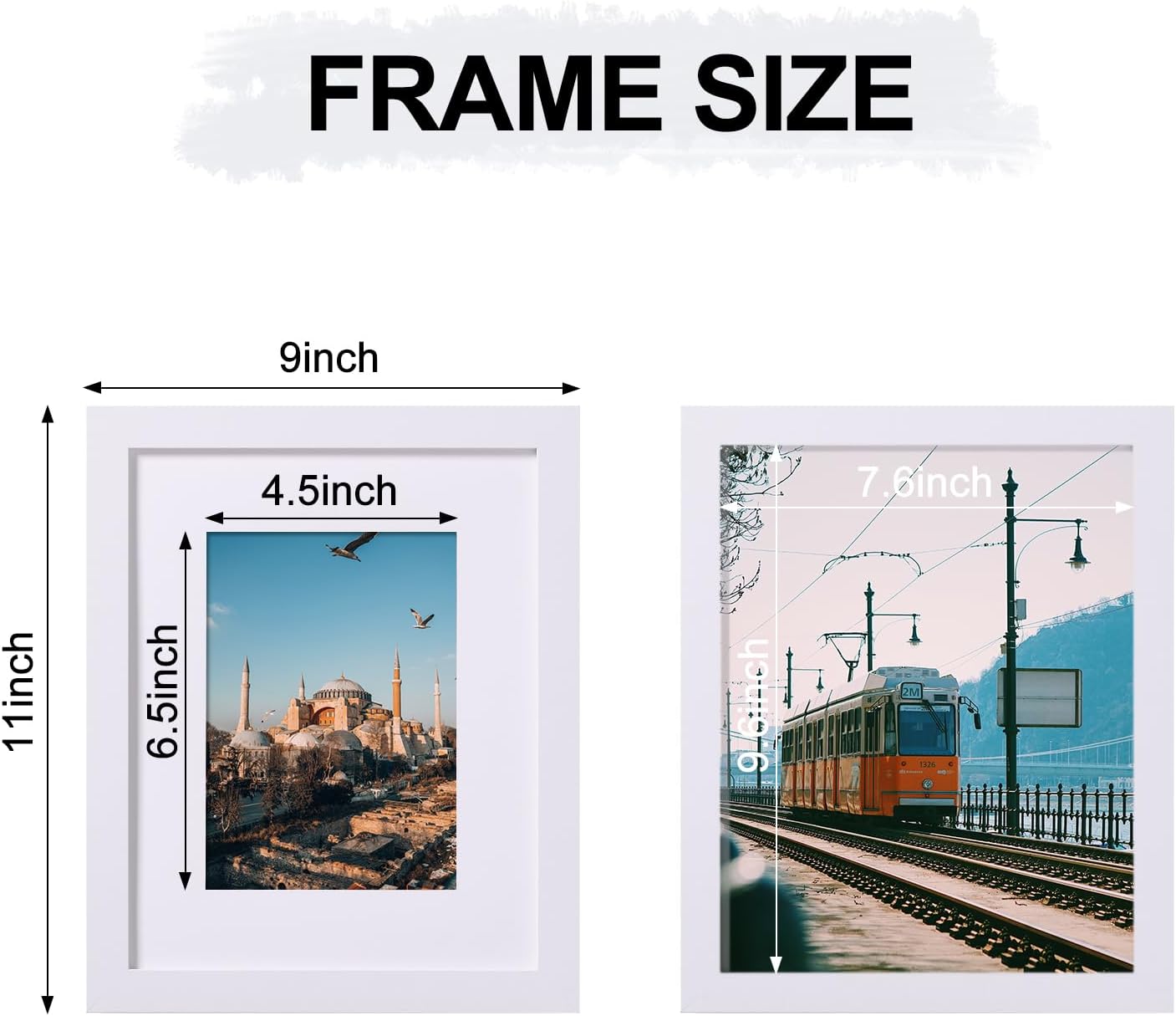 Durable Picture Frames 4x6, 5x7, 8x10, 11x14 | White Frame with Mat | 1 Pack