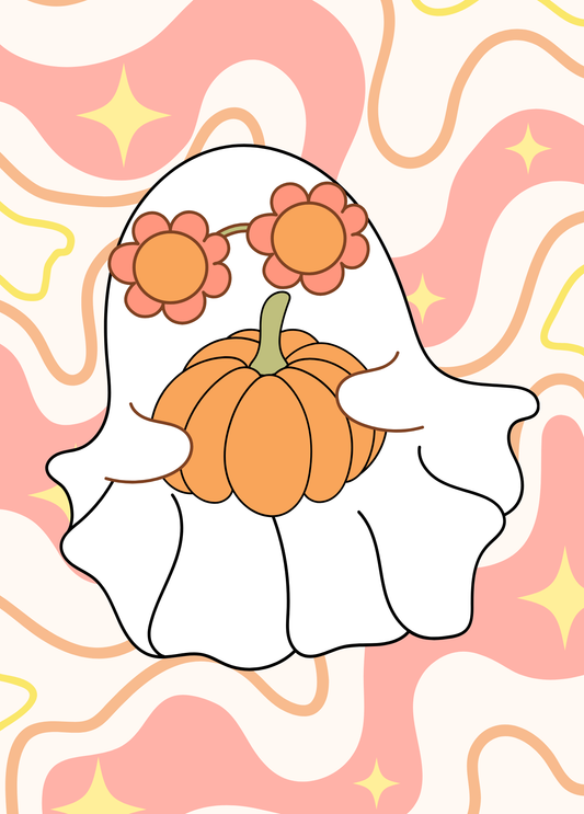 Groovy Pumpkin Ghost | Halloween Card